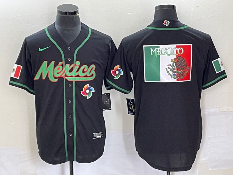 Men 2023 World Cub Mexico Blank Black Nike MLB Jersey7